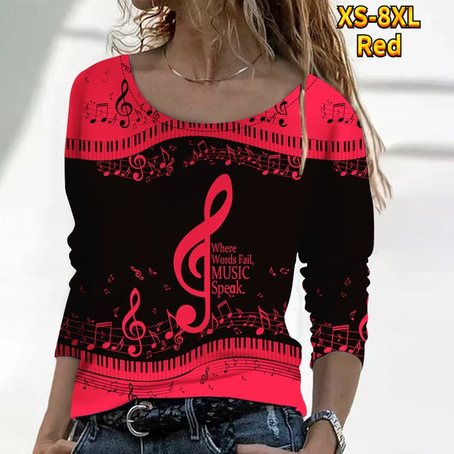 Music & Piano Keys Casual Blouse