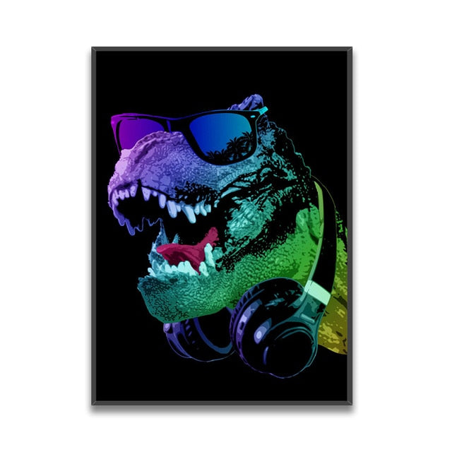 Colorful Animal Headphone Canvas Art