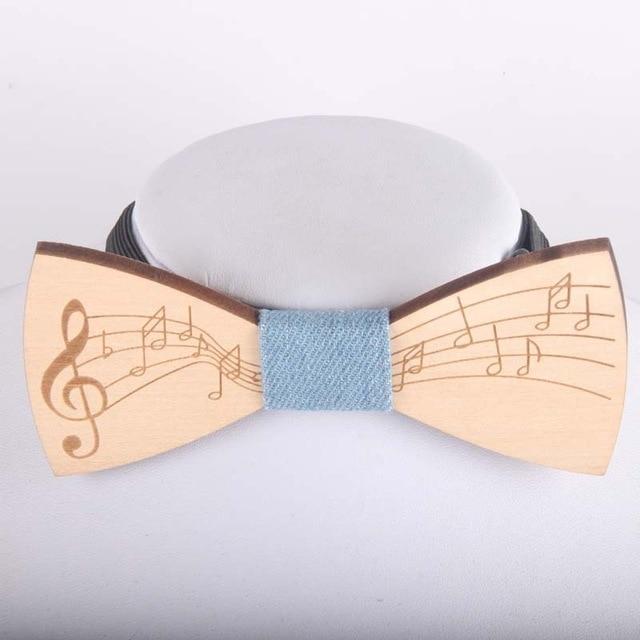 Wooden Music Notes Bow Tie