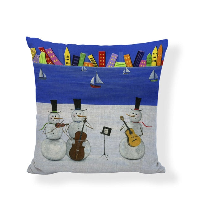 Music Snowman Christmas Pillowcase