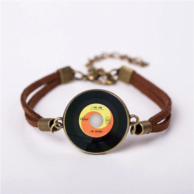 Vinyl Record Leather Bracelet