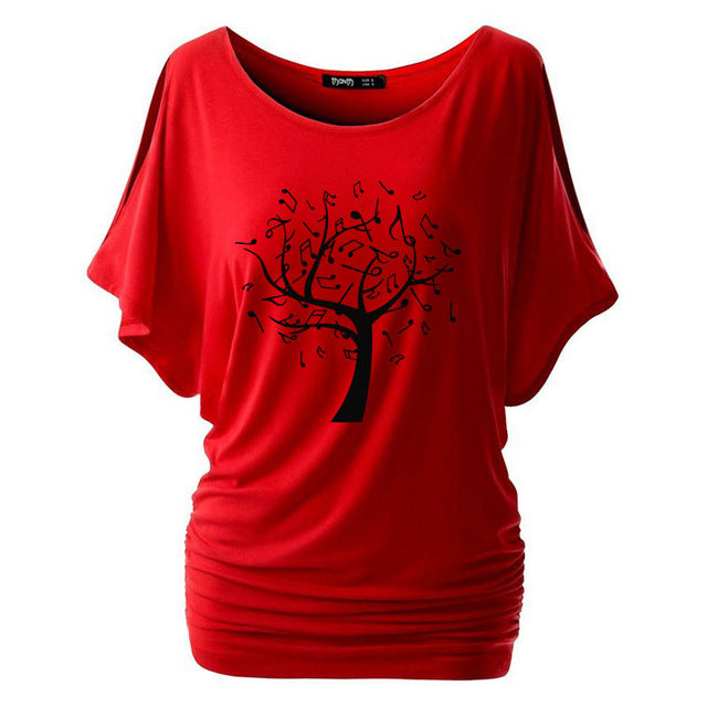 Tree Of Life Music Notes Cold Shoulder T-shirt