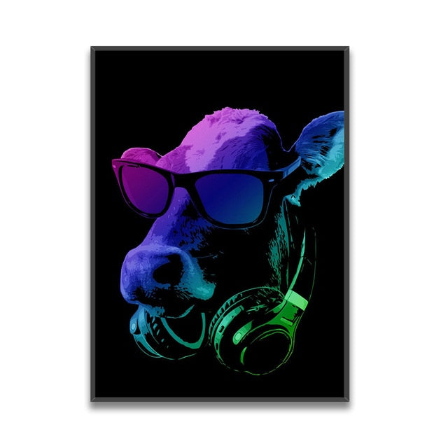 Colorful Animal Headphone Canvas Art