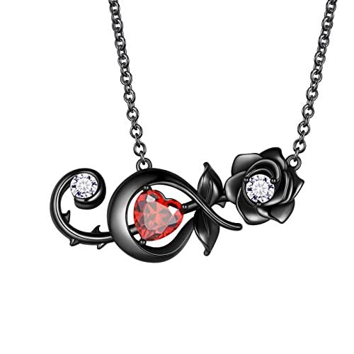 Silver/Black Rose Crystal Music Necklace