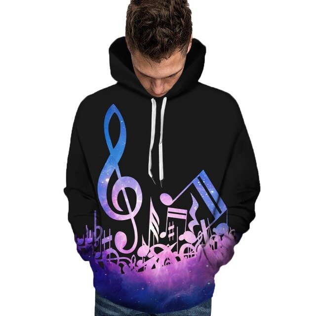 Colorful Music Notes Black Hoodie