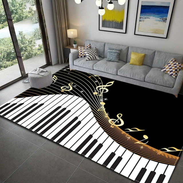 Music Notes Piano Area Rug