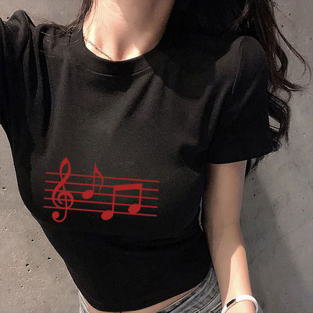 Music Notes Crop Tops
