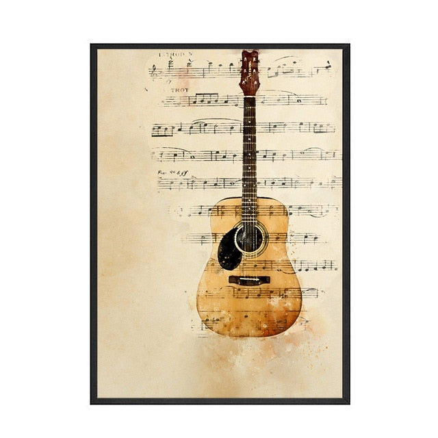 Vintage Music Instrument Wall Art