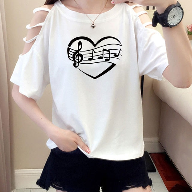 Music Heart Women Stylish T-shirt