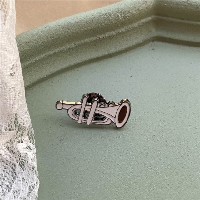 White Music Instruments Brooch