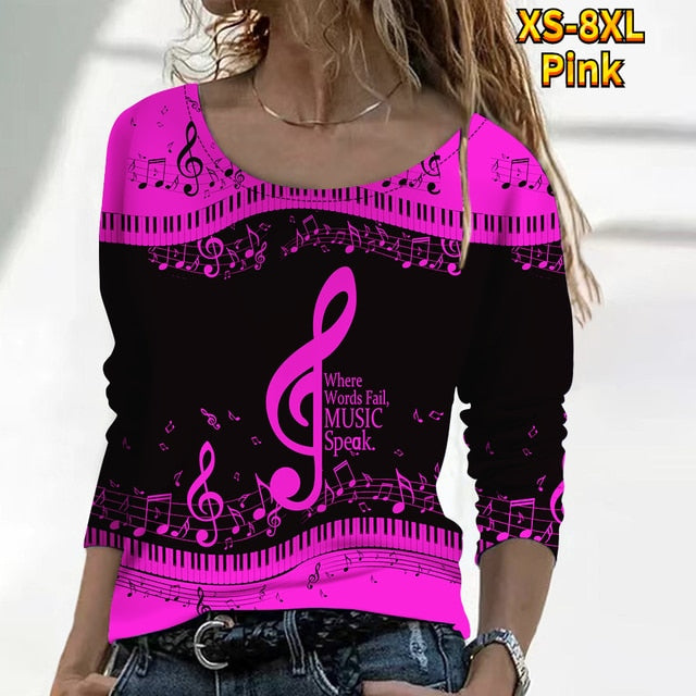 Music & Piano Keys Casual Blouse