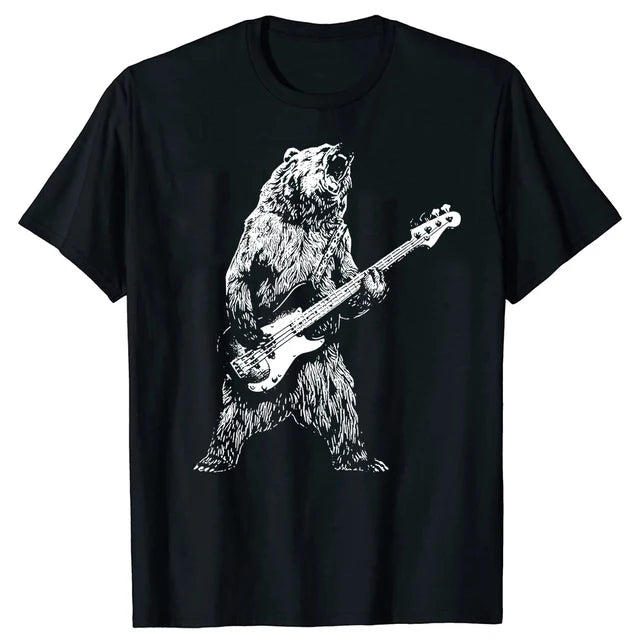 Yelling Bear Playing Bass Guitar T-shirt