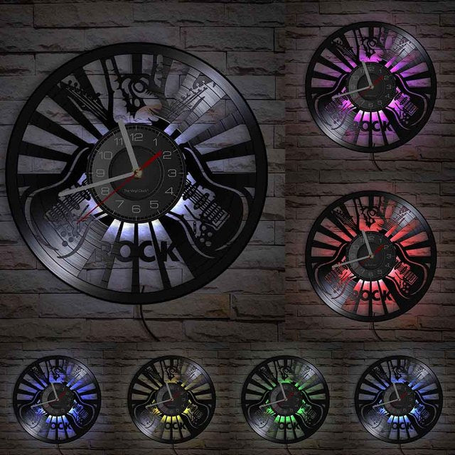 Guitar Vinyl Record Wall Clock