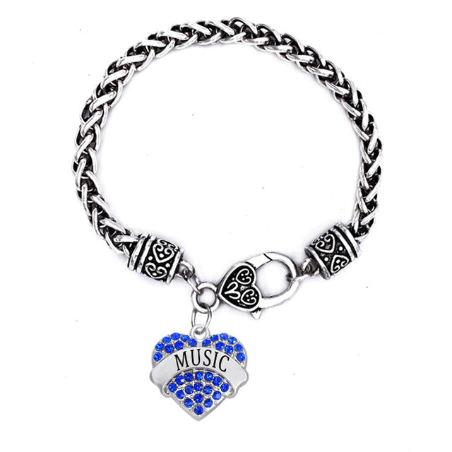Music Heart Charm Bracelets