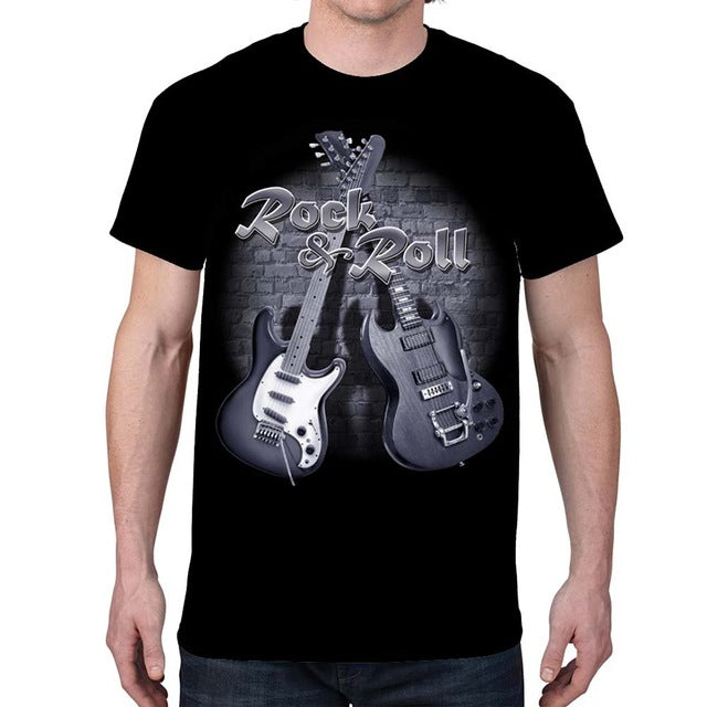 Rock & Roll Guitars Black T-shirts