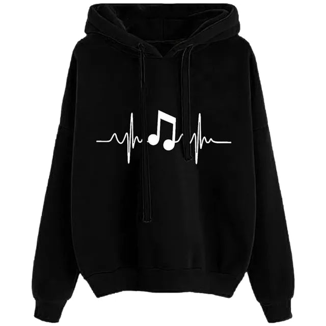 Women's Music Wave Printed Hoodie