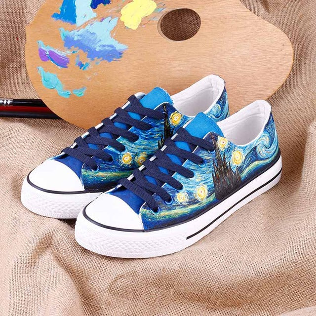 Hand Painted Van Gogh Starry Night Sneaker