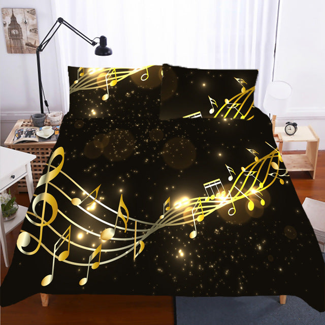 Golden Music Score Bedding Set