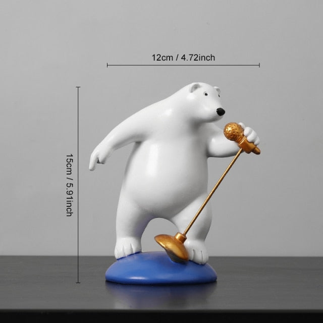 Musician Polar Bear Figurine