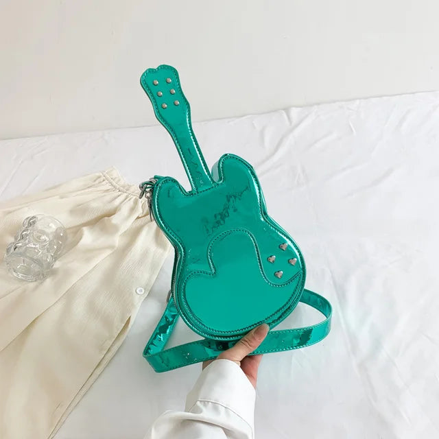 Metallic Guitar Shape Bag