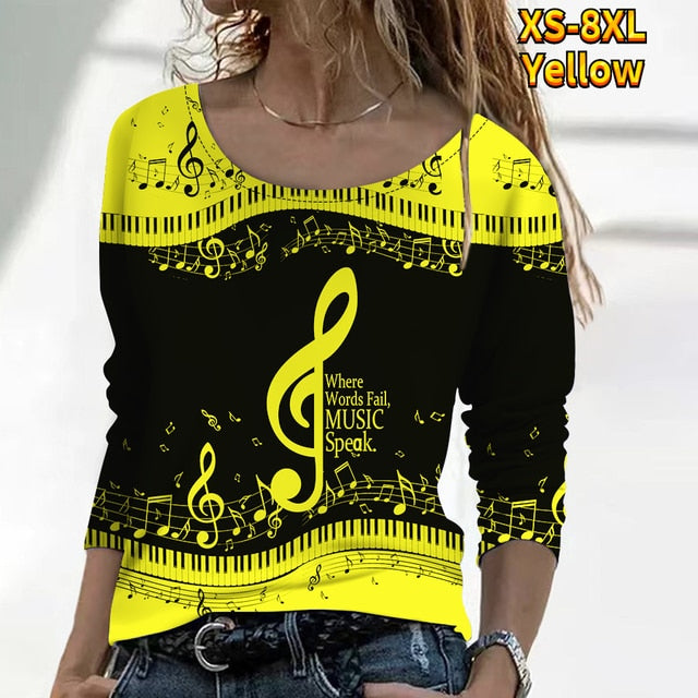 Music & Piano Keys Casual Blouse