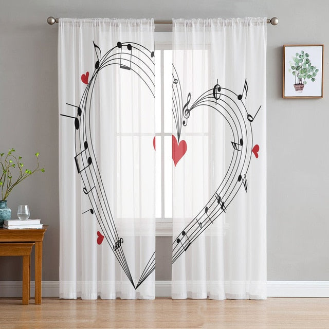 Music Notes Sheer Curtains