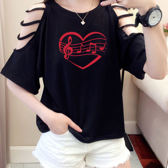 Music Heart Women Stylish T-shirt