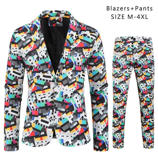 Colorful Music Notes Men's Suit (Waistcoat/Blazer/Pants)