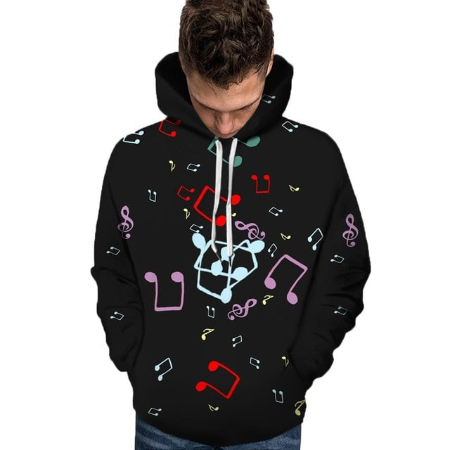 Colorful Music Notes Black Hoodie