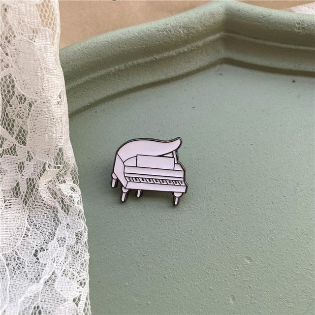 White Music Instruments Brooch
