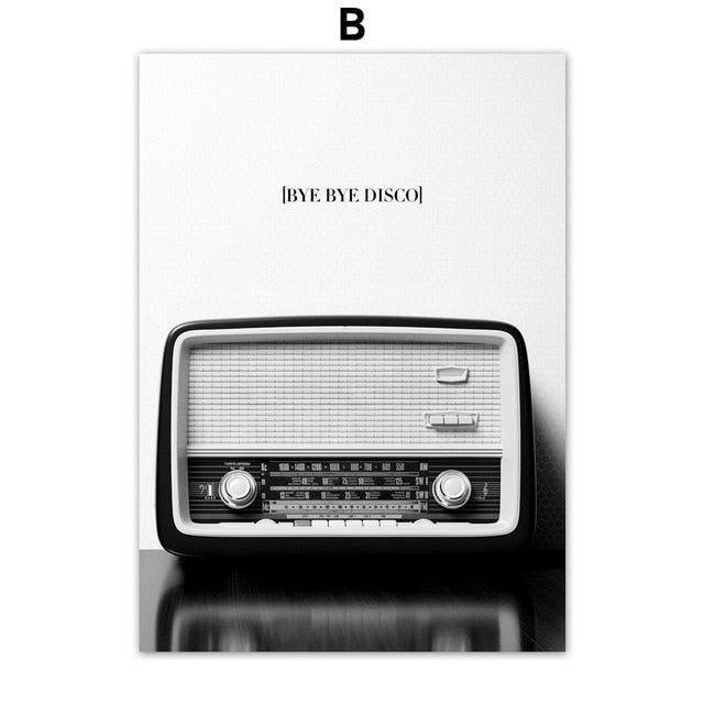 Guitar Radio Vinyl Records Wall Art