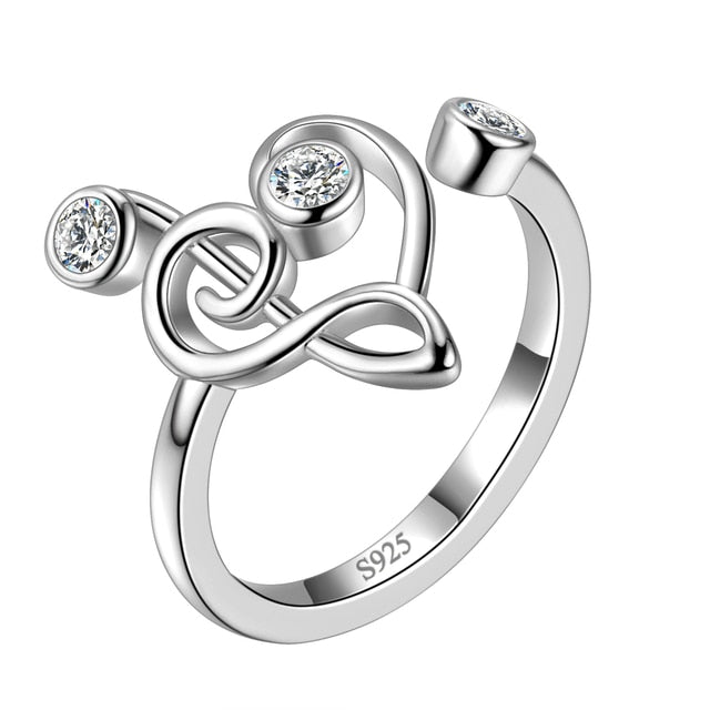 Sparkling Adjustable Music Heart Ring