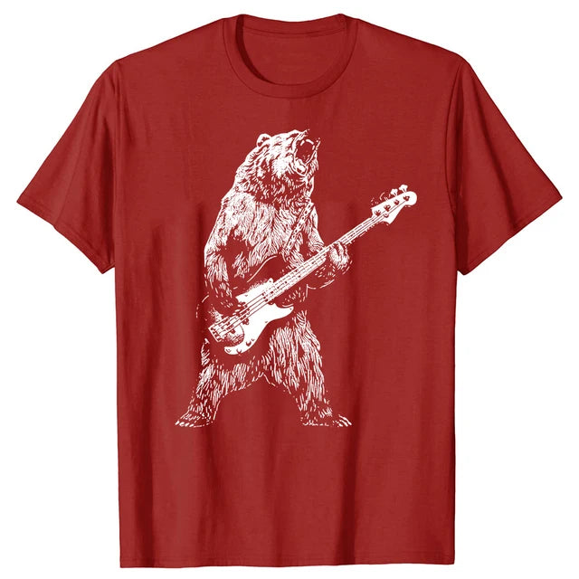 Yelling Bear Playing Bass Guitar T-shirt