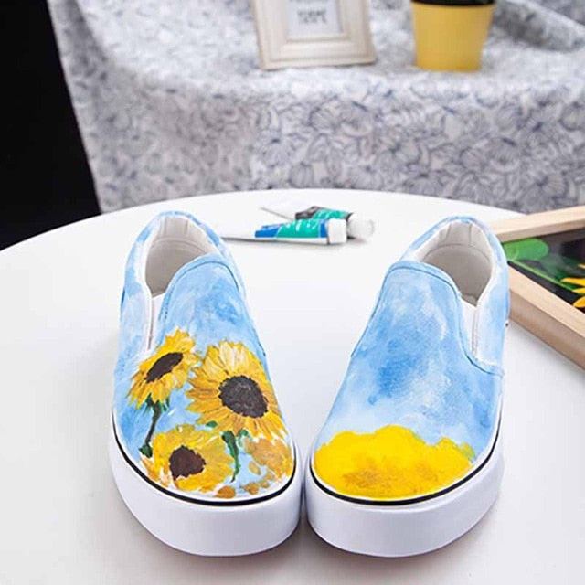Hand Painted Van Gogh Starry Night Slip On