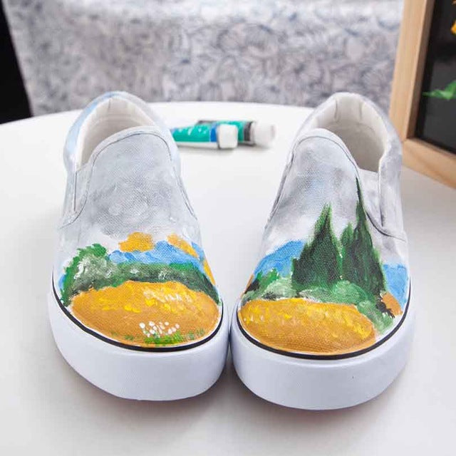 Hand Painted Van Gogh Starry Night Slip On
