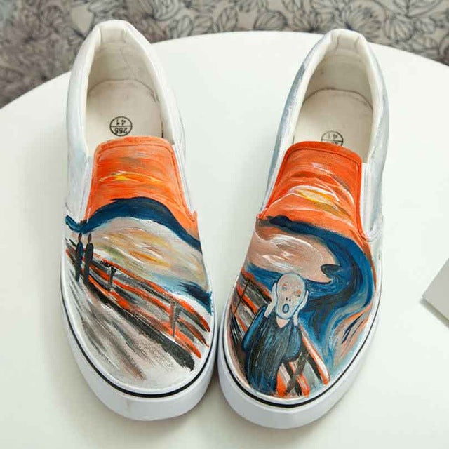 Hand Painted Van Gogh Starry Night Slip On