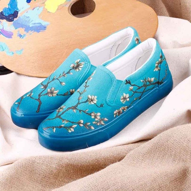 Hand Painted Van Gogh Starry Night Slip On