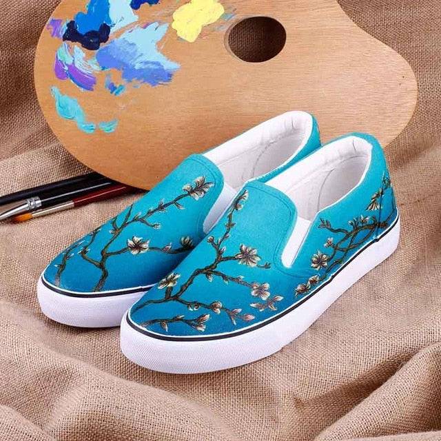 Hand Painted Van Gogh Starry Night Slip On