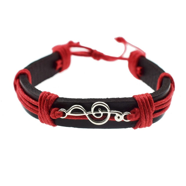 Punk Rock Music Note Leather Bracelet
