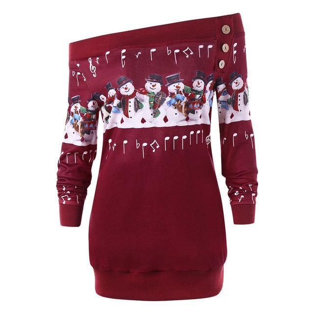 Music Snowman Off Shoulder Top