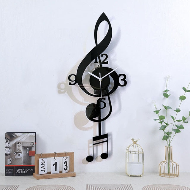 Music Treble Clef Pendulum Wall Clock
