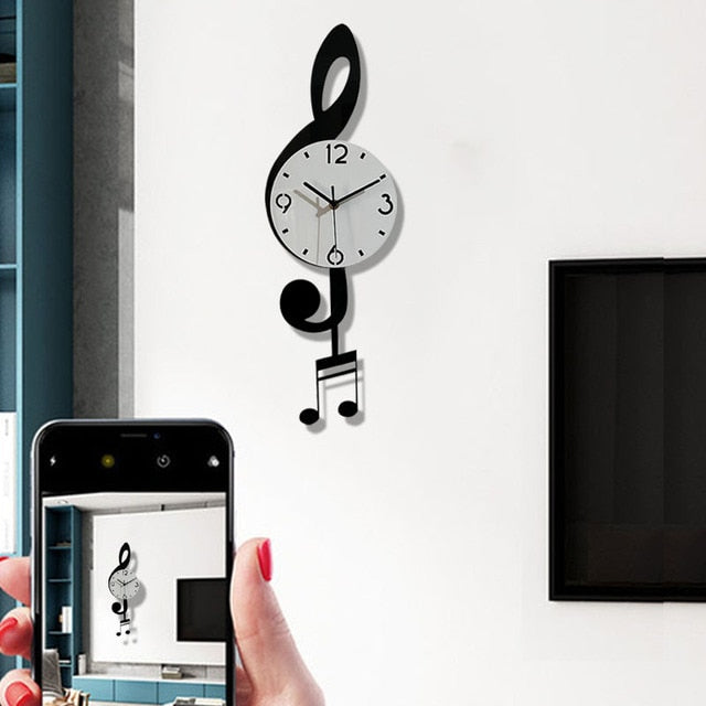Music Treble Clef Pendulum Wall Clock