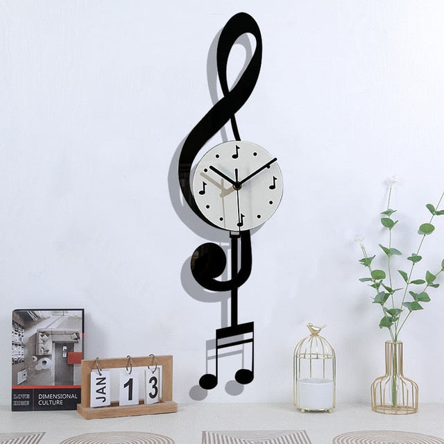 Music Treble Clef Pendulum Wall Clock