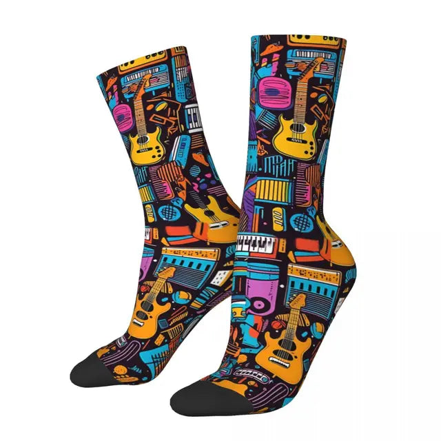Retro Guitar Crew Socks