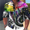 Music Print Stand Collar Linen Shirt