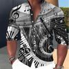 Music Print Stand Collar Linen Shirt