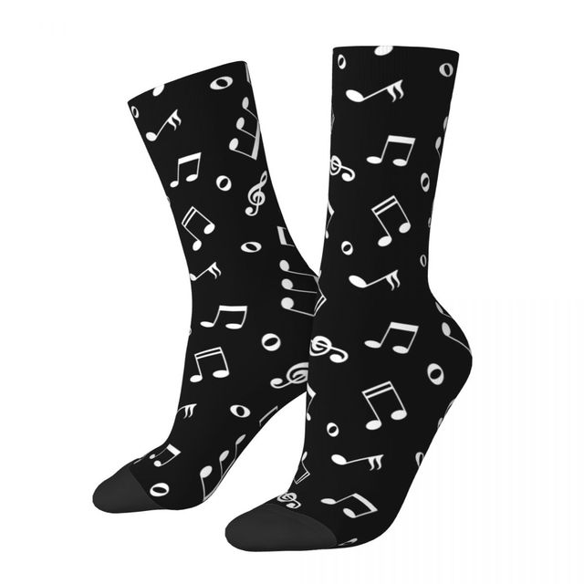 White Music Notes Socks