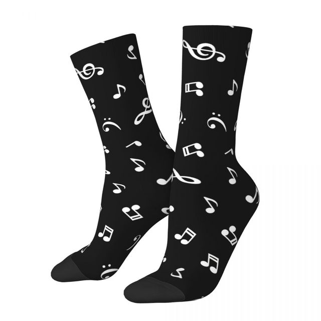 B&W Music Notes Socks
