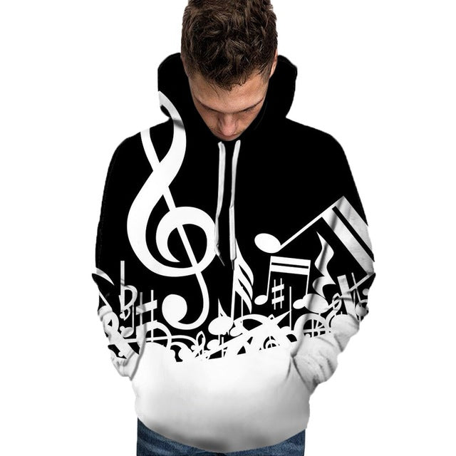 Colorful Music Notes Black Hoodie