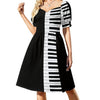 Piano Keys Puff Sleeve Dress